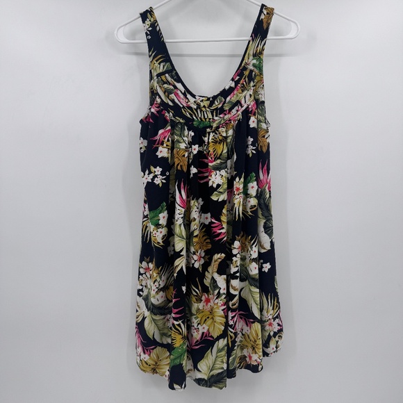 Rip Curl Dress Women XS Black Floral Sleeveless Tropical Rayon Short Beach - Picture 2 of 11
